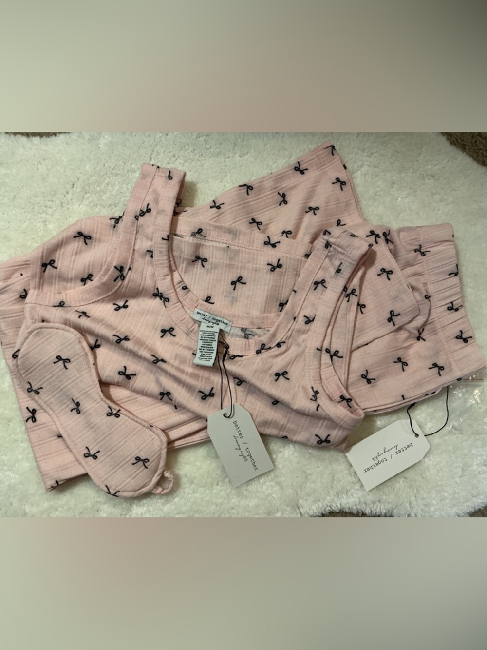 Cozy Pink Bow-Print Women's Pajama Set